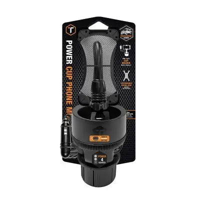 Power Cup Commuter Adjustable Cupholder Mount With Dual Usb Ports & 24V Socket And Claw Smartphone Grip