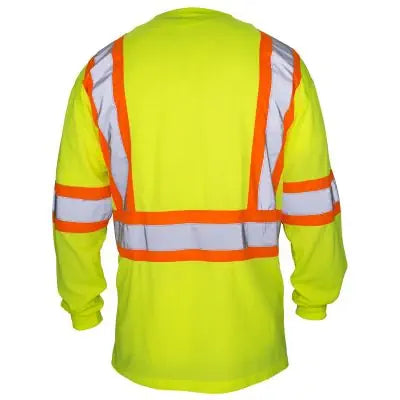 Sas Safety Class-2 Long Sleeve Reflective Yellow T-Shirt, Xl